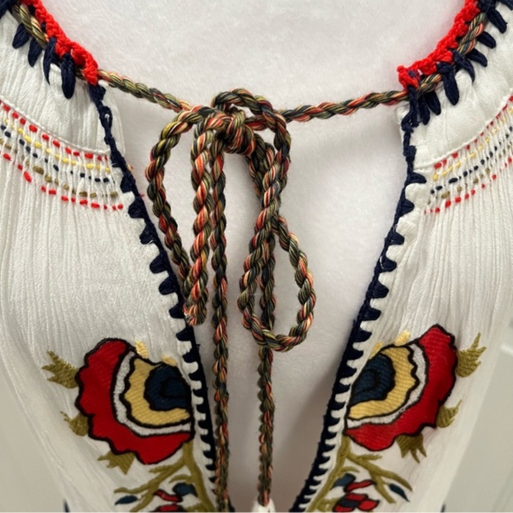 Free People‎ White Embroidered Maxi Dress Boho Cottagecore Hippy Y2K Romance 43” - Picture 6 of 14